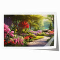 Rolled print showcasing a vibrant landscape garden design, featuring lush greenery and colorful flowers, ideal for home or office decor. Packaged in a protective cardboard tube for safe shipping.