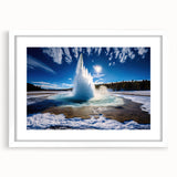 Geyser Design's framed wall art collection showcases a stunning landscape print with a white mat and sleek frame, perfect for modern home decor. The vibrant colors and intricate details enhance any living space, creating a focal point that complements contemporary aesthetics.