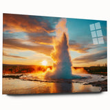 Acrylic glass wall art showcasing a vibrant geyser landscape design, highlighting rich colors and intricate textures, ideal for modern home décor.