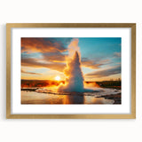 Framed wall art featuring a stunning geyser landscape design with a gold mat, perfect for home decor. The piece showcases vibrant colors and intricate details, enhancing any room's aesthetic.