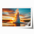 Rolled print showcasing a vibrant geyser landscape design in striking colors, perfect for home decor, delivered securely in a protective tube for easy framing.