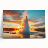 Stretched canvas wall art featuring a vibrant geyser landscape design, showcasing bold colors and dynamic textures, perfect for modern decor settings.