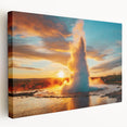 Stretched canvas wall art depicting a vibrant geyser landscape design, showcasing rich colors and dynamic textures, perfect for enhancing modern home decor.