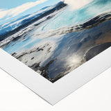 Vibrant rolled canvas showcasing a geyser landscape design, featuring rich colors and intricate details, ideal for modern home decor or art collection.