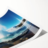 Vibrant rolled print showcasing a colorful geyser landscape design, perfect for home decor, featuring rich hues and intricate details, packaged securely.