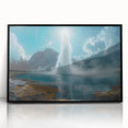 Framed acrylic wall art featuring a vibrant geyser landscape design, showcasing rich colors and intricate details, ideal for modern home decor.