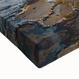 Close-up of a vibrant stretched canvas wall art piece showcasing a geyser landscape design, featuring rich colors and intricate details, ideal for home decor.