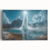 Stretched canvas wall art featuring a vibrant geyser landscape design, showcasing vivid colors and dynamic textures, perfect for home decor enhancement.