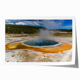 Vibrant rolled print of a geyser landscape design, showcasing dynamic colors and intricate details, ideal for home decor and wall art enthusiasts.