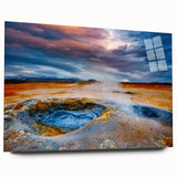 Acrylic wall art featuring a stunning geyser landscape design, showcasing vibrant colors and intricate details, ideal for modern decor in living spaces.