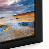 Framed canvas wall art showcasing a vibrant geyser design, emphasizing rich colors and intricate details, perfect for enhancing modern home decor.