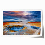 Vibrant rolled print of a geyser landscape design, showcasing dynamic colors and intricate details, ideal for enhancing home decor and artistic spaces.
