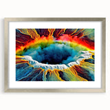 Framed wall art collection featuring a stunning geyser landscape design in a silver frame, complete with a mat, ideal for enhancing home decor with natural beauty.
