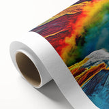 Rolled canvas showcasing a vibrant geyser landscape design, featuring bold colors and intricate details, ideal for modern home decor or art enthusiasts.