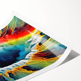 Rolled print showcasing a vibrant geyser landscape design with bold colors and intricate details, perfect for modern home decor and wall art enthusiasts.