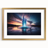 Geyser design wall art collection, framed with a gold mat, showcasing vibrant colors and intricate details, perfect for modern home decor and art enthusiasts.