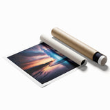 Vibrant rolled wall art showcasing a geothermal geyser landscape design, perfect for home decor, featuring rich colors and intricate details, packaged securely in a tube.