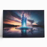 Stretched canvas wall art collection showcasing a vibrant geyser landscape design, featuring rich colors and intricate details, ideal for home decor enhancement.