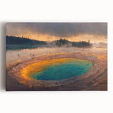 Stretched canvas showcasing a vibrant geyser landscape design, featuring dynamic colors and textures, ideal for enhancing modern home decor.