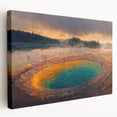 Stretched canvas wall art showcasing a vibrant geyser landscape design, featuring rich colors and intricate details, perfect for enhancing modern home decor.