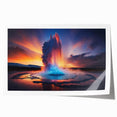 Geyser design wall art collection print showcasing vibrant colors and fluid patterns, rolled and ready for display, ideal for modern home decor.