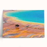 Stretched canvas wall art featuring a vibrant geyser landscape design, showcasing striking colors and dynamic textures, perfect for enhancing modern decor.