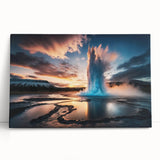 Stretched canvas wall art featuring a vibrant geyser landscape design, showcasing bold colors and dynamic textures, perfect for enhancing modern home decor.