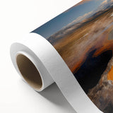 Vibrant rolled canvas showcasing a stunning geyser landscape design, ideal for home décor, featuring rich colors and intricate details, elegantly packaged for protection.