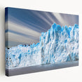Stretched canvas wall art showcasing a stunning glacier landscape design, highlighting icy blues and whites, perfect for enhancing modern home decor.