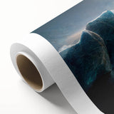 Vibrant rolled canvas artwork showcasing a stunning glacier landscape design, featuring icy blues and whites, perfect for modern home decor and nature enthusiasts.