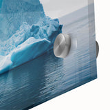 Close-up of a stunning acrylic glass wall art piece showcasing vibrant glacier landscape design, perfect for modern home decor and artistic ambiance.