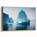 Framed canvas wall art featuring a stunning glacier landscape design with gold accents, showcasing intricate details and vibrant colors, ideal for modern decor.