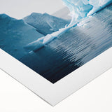 Stunning rolled canvas wall art showcasing a breathtaking glacier landscape design, featuring vibrant blues and whites, perfect for adding a serene touch to any room décor.