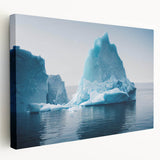 Stretched canvas wall art showcasing a stunning glacier landscape design, featuring icy blues and whites, perfect for enhancing modern home decor.