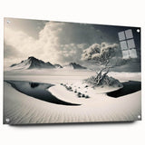Acrylic wall art featuring a stunning glacier landscape design, showcasing vibrant blues and whites, mounted with pins for a contemporary display. Ideal for modern home decor.