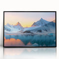 Framed wall art featuring a stunning glacier landscape design with acrylic finish, set in a sleek black frame, perfect for modern home decor.