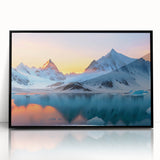 Framed wall art featuring a stunning glacier landscape design with acrylic finish, set in a sleek black frame, perfect for modern home decor.