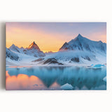 Stretched canvas wall art showcasing a stunning glacier landscape with vibrant blues and whites, perfect for adding a serene touch to modern home decor.
