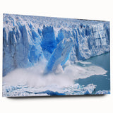 Acrylic glass wall art collection showcasing a stunning glacier landscape design, viewed from the side, highlighting vibrant colors and smooth finish. Perfect for modern home decor.