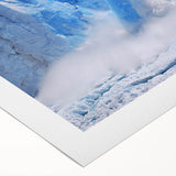 Stunning rolled canvas artwork showcasing a vibrant glacier landscape design, ideal for home decor, featuring cool blue and white tones, perfect for nature enthusiasts.