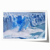 Vibrant rolled print showcasing a glacier landscape design, featuring cool blue tones and intricate textures, perfect for home decor or art collection.