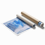 Stunning rolled print of a glacier landscape design showcasing icy blues and whites, ideal for home decor and art enthusiasts, packaged securely in a tube.