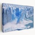 Stretched canvas wall art showcasing a stunning glacier landscape design, featuring cool blue hues and intricate details, perfect for nature enthusiasts.