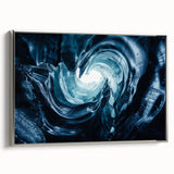 Framed canvas wall art showcasing a stunning glacier landscape design with silver accents, displayed from a side view, perfect for modern home decor.