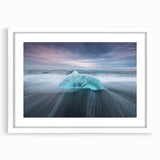 Framed wall art featuring a stunning glacier landscape design with a white mat, ideal for enhancing modern home decor. The collection adds a serene touch to any room.