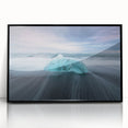 Framed acrylic wall art featuring a stunning glacier landscape design with a sleek black frame, perfect for modern home decor, enhancing any living space.
