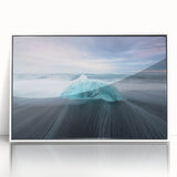 Framed acrylic wall art featuring a stunning glacier landscape design, showcasing icy blue tones and intricate textures, perfect for modern home decor.