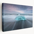 Stretched canvas wall art showcasing a stunning glacier landscape design in vibrant blues and whites, perfect for modern decor and nature enthusiasts.