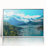 Framed acrylic wall art featuring a stunning glacier landscape design, highlighting icy blue tones and intricate details, perfect for modern home decor.