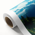 Rolled canvas showcasing a stunning glacier landscape design with vibrant blues and whites, perfect for modern home decor. Packaged securely in a durable tube for safe delivery.